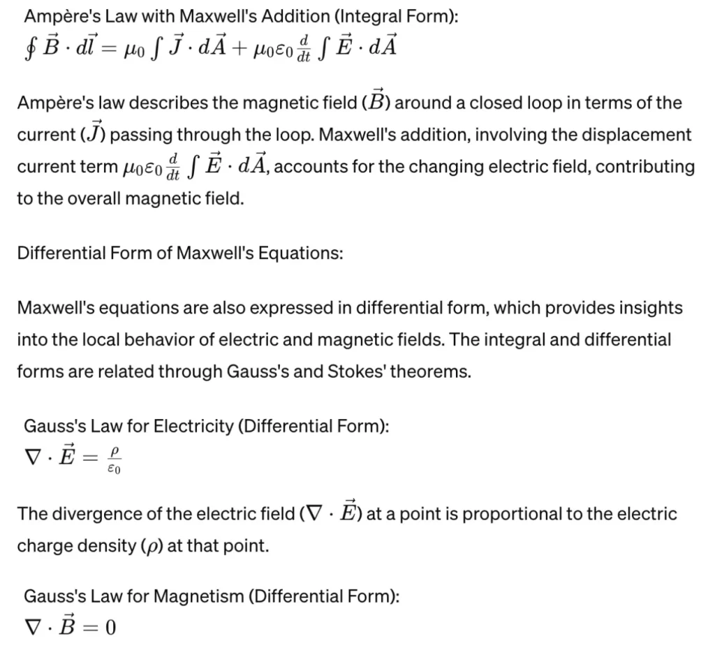 Maxwell's 4 Equations And Their Derivations