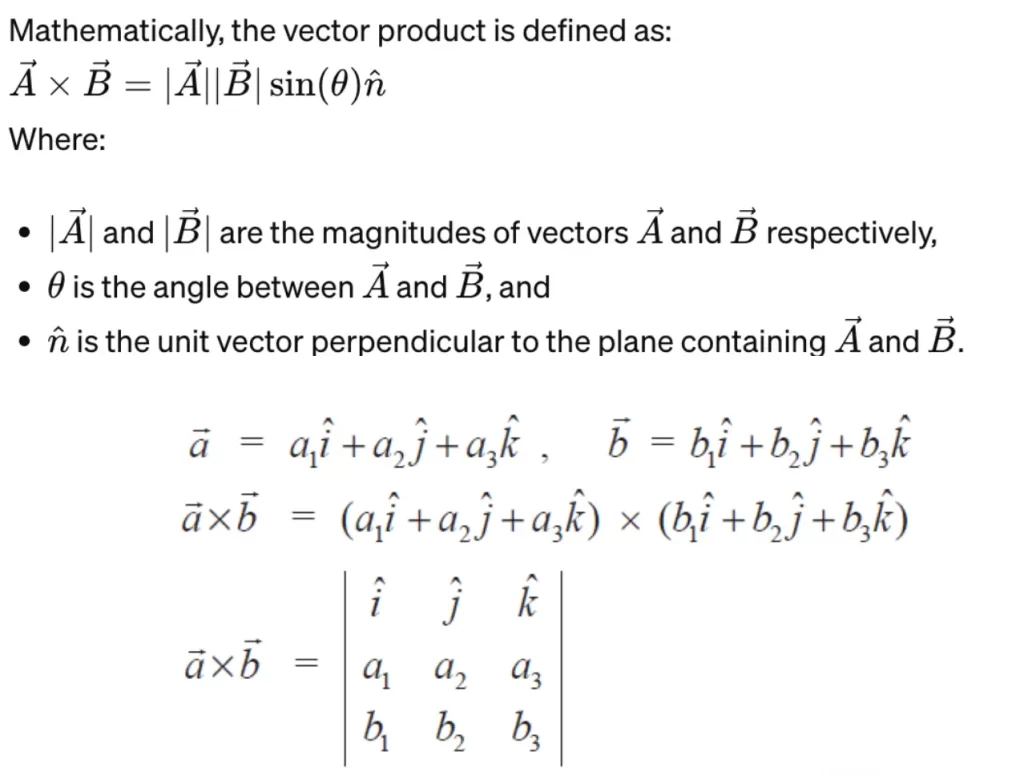 Understanding Vector Product