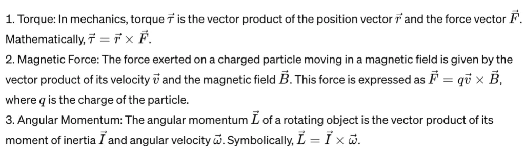 What are the applications of vector product?