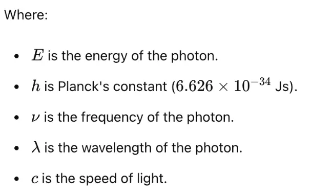 Energy of a Photon in physics